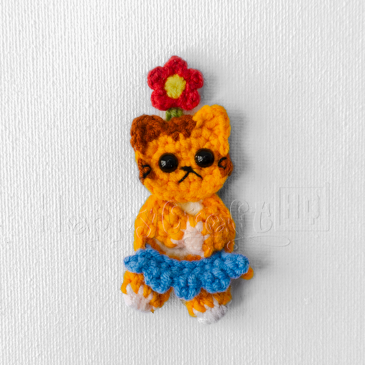Flower Kitty Crochet Button – Handmade Cat Applique PDF Pattern - Type A