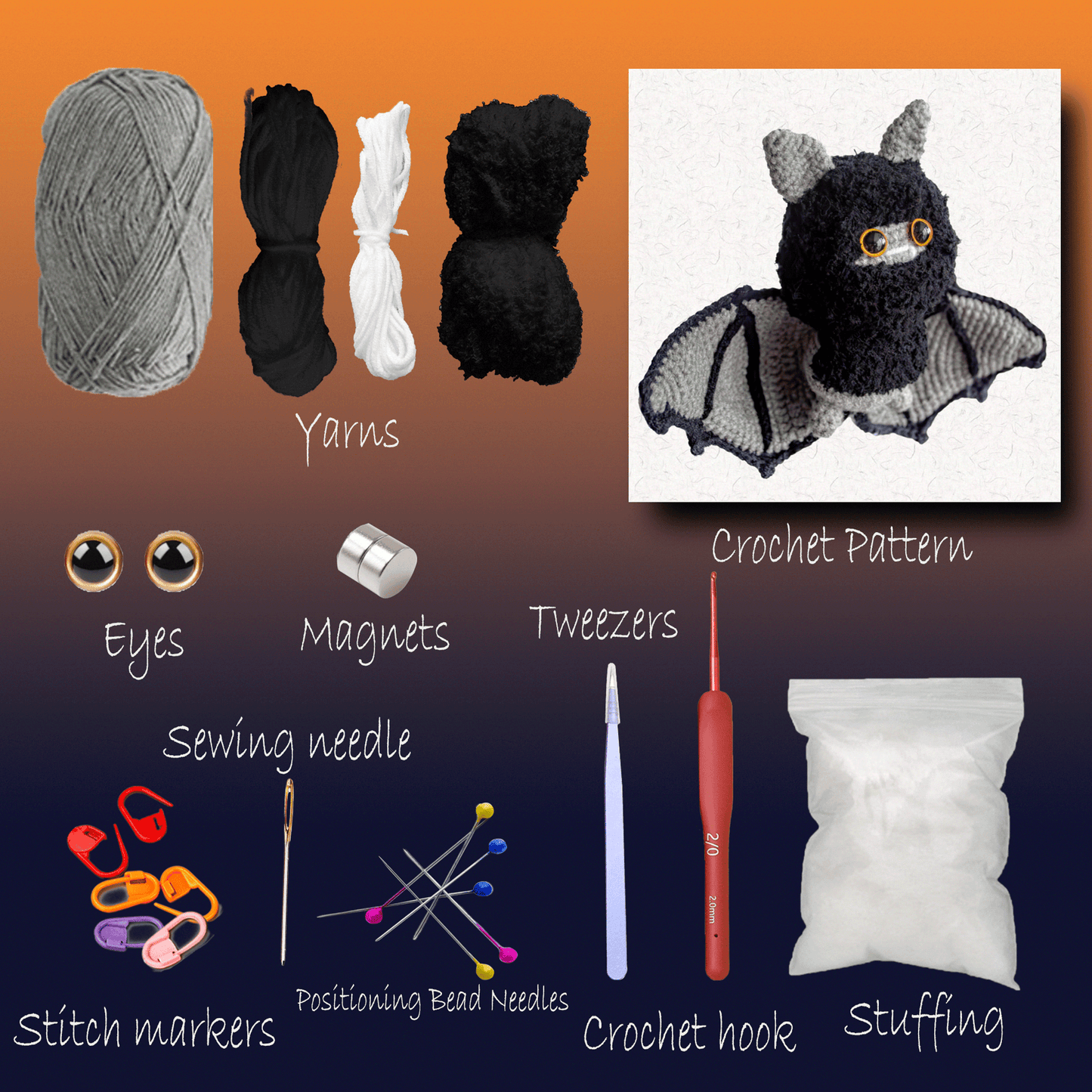 crochet Bat with Movable Wings