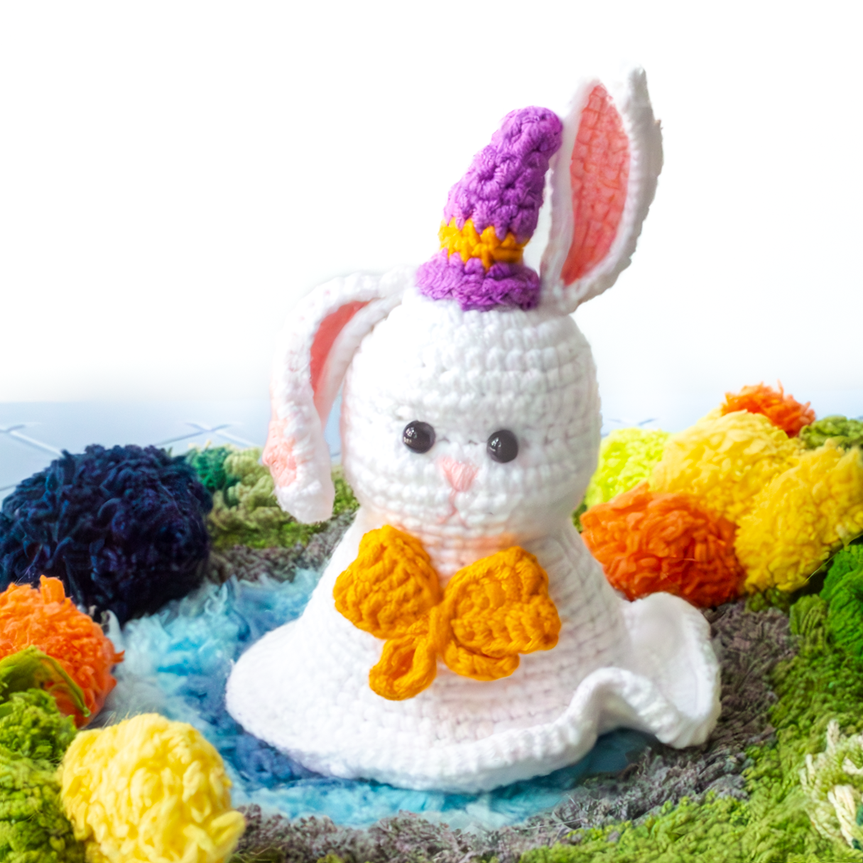 Halloween Style Crochet Knitted Rabbit Pattern Tutorial PDF Only -White&Orange