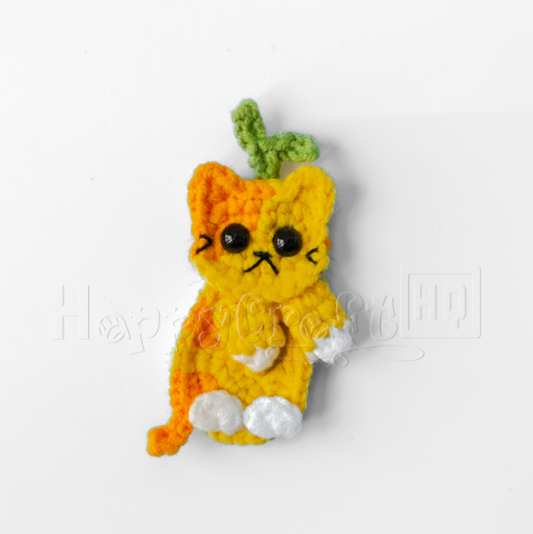 Flower Kitty Crochet Button – Handmade Cat Applique PDF Pattern - Type B