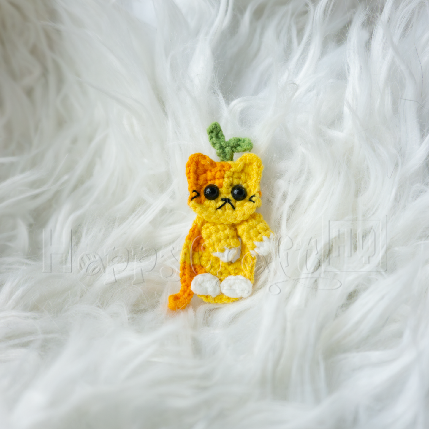 Flower Kitty Crochet Button – Handmade Cat Applique PDF Pattern - Type B