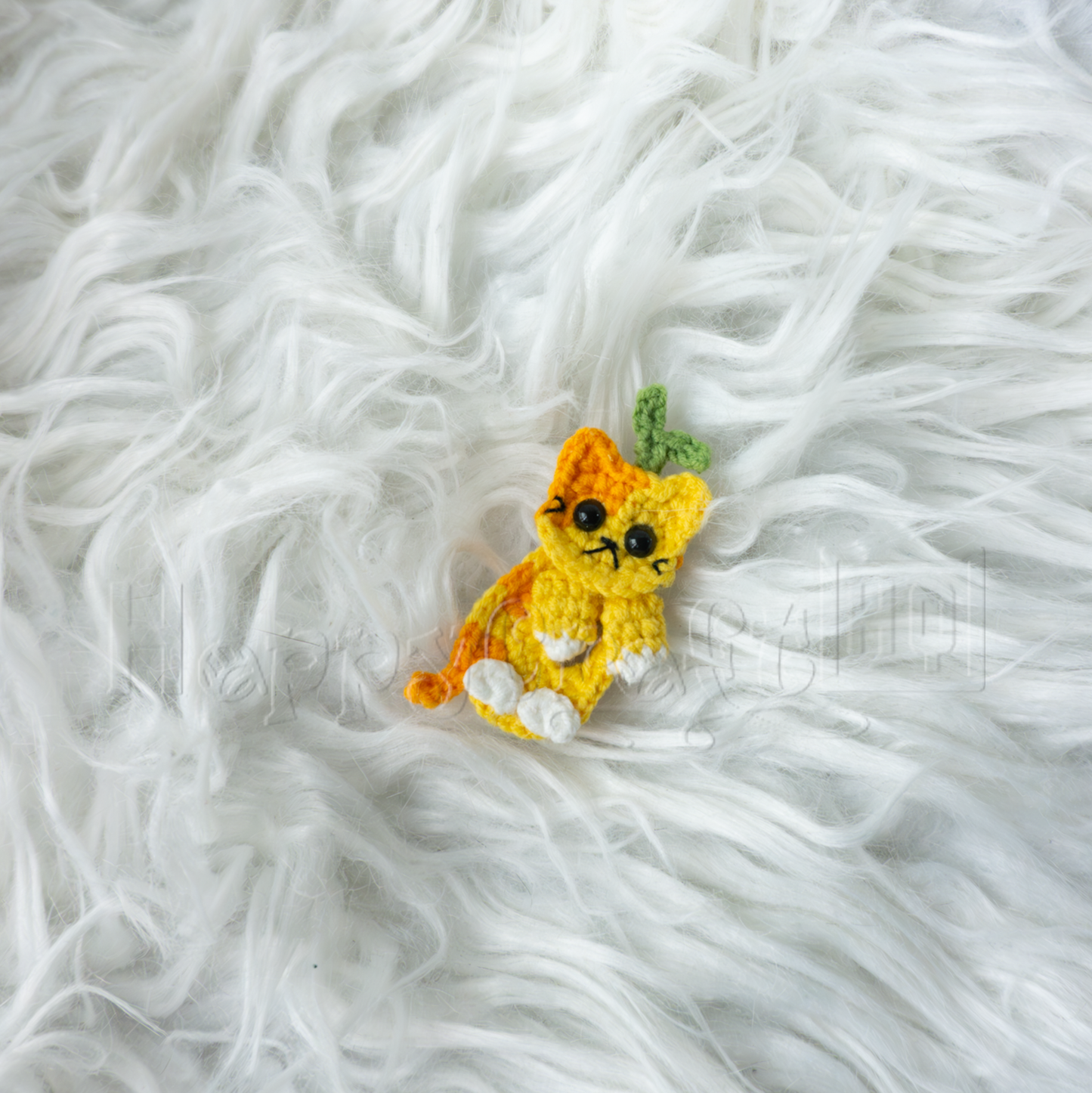 Flower Kitty Crochet Button – Handmade Cat Applique PDF Pattern - Type B