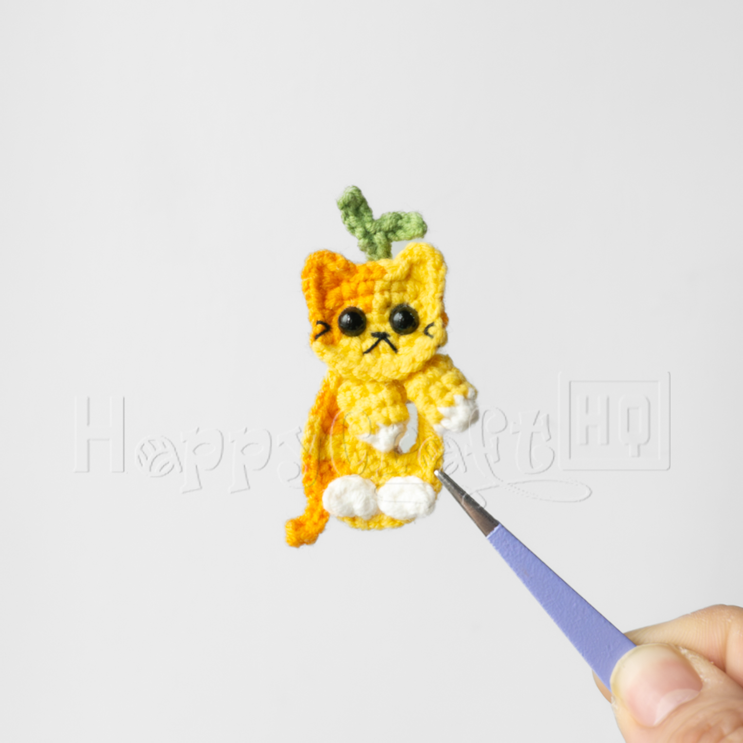 Flower Kitty Crochet Button – Handmade Cat Applique PDF Pattern - Type B