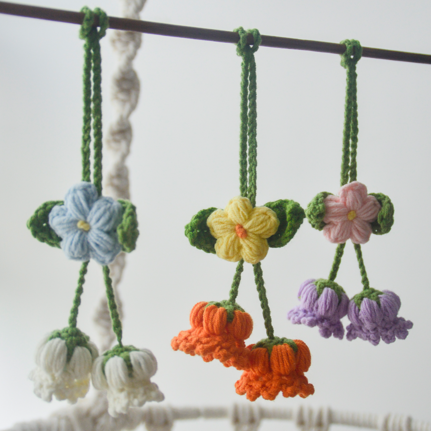 Handmade Crochet Lily of the Valley - Choose from White, Orange, or Purple