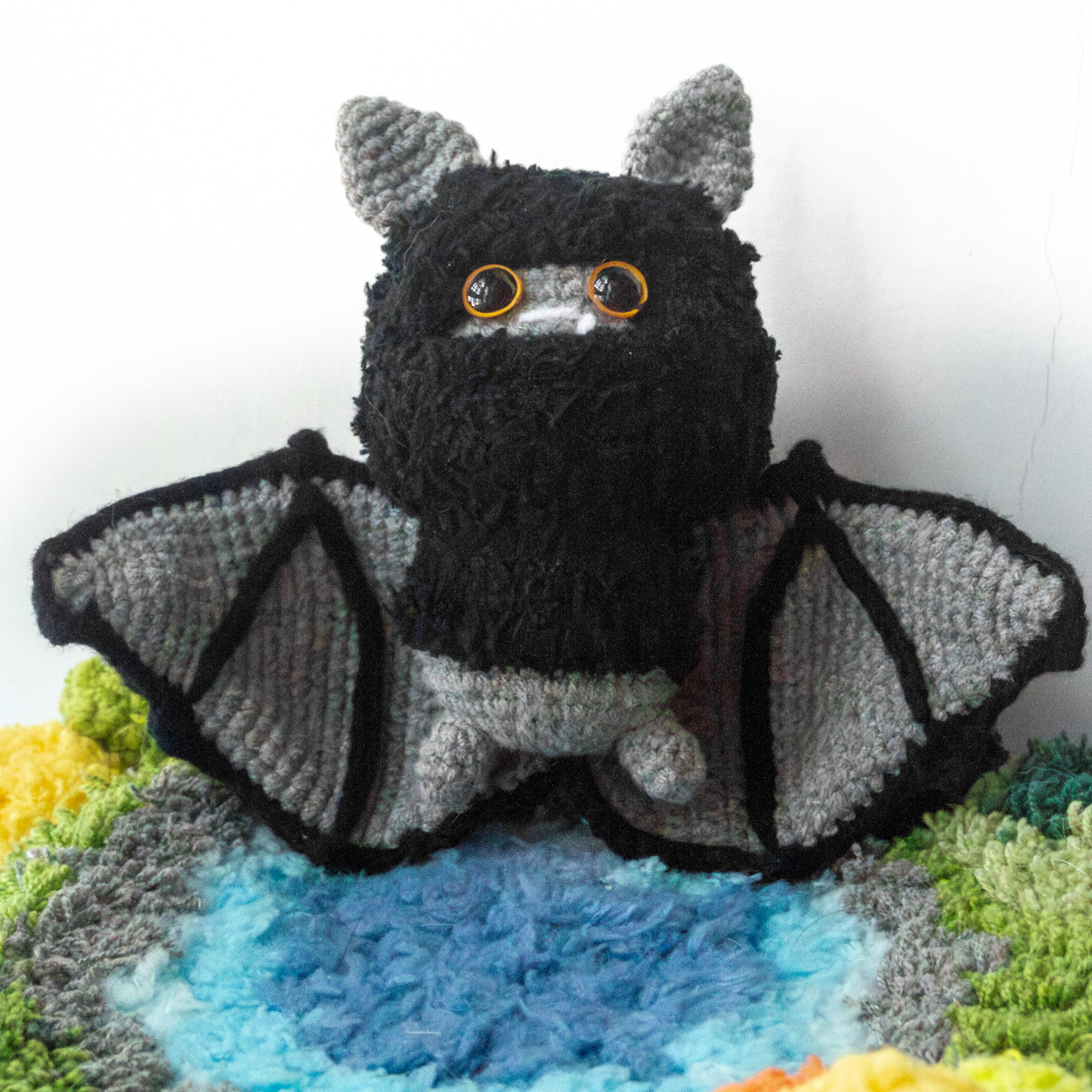 Halloween Style Crochet Knitted Bat with Movable Wings PDF Tutorial Only - Black Grey