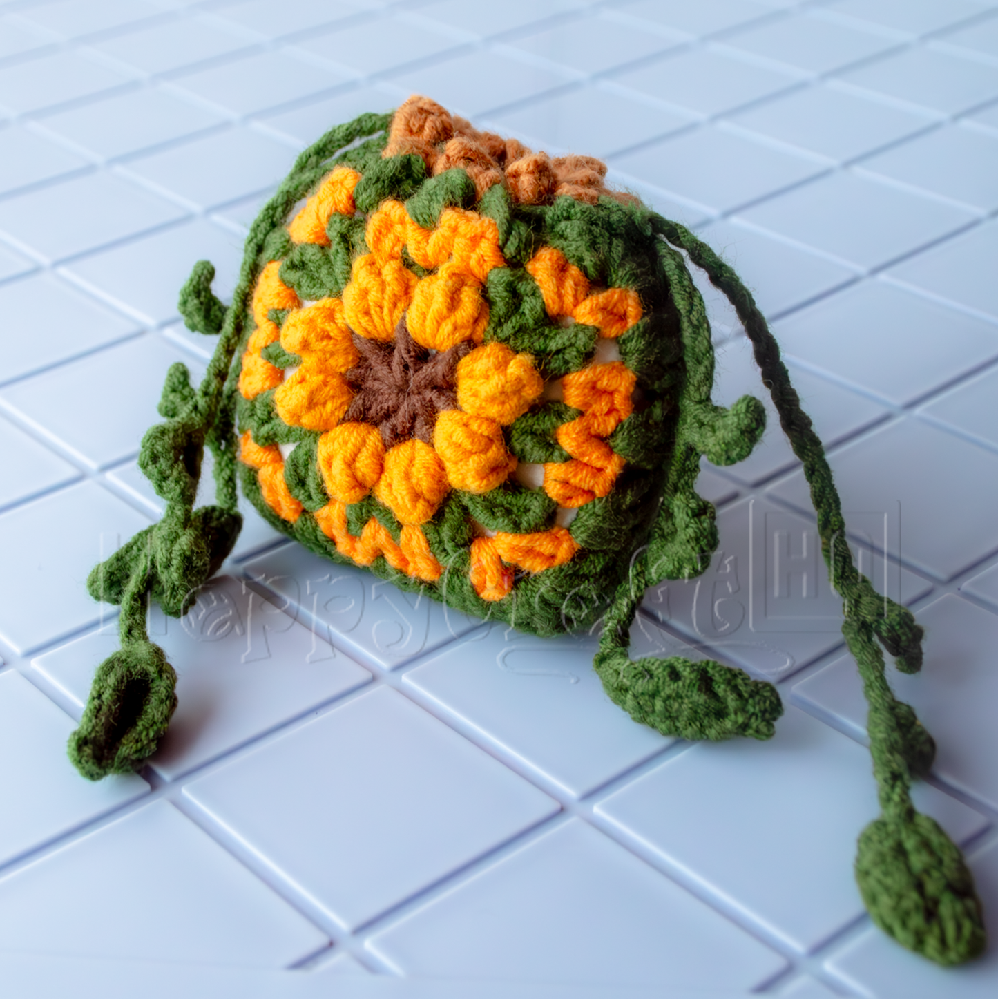 Handmade Crochet Earbud Case Tutorial – Flower Pattern Pouch, DIY Crochet Bag Guide (Pattern Tutorial ONLY)