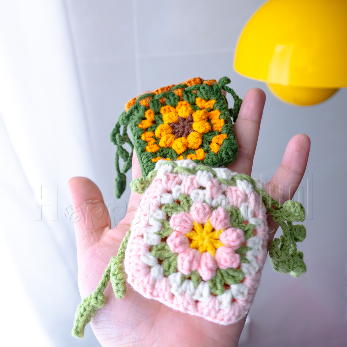 Handmade Crochet Earbud Case Tutorial – Flower Pattern Pouch, DIY Crochet Bag Guide (Pattern Tutorial ONLY)