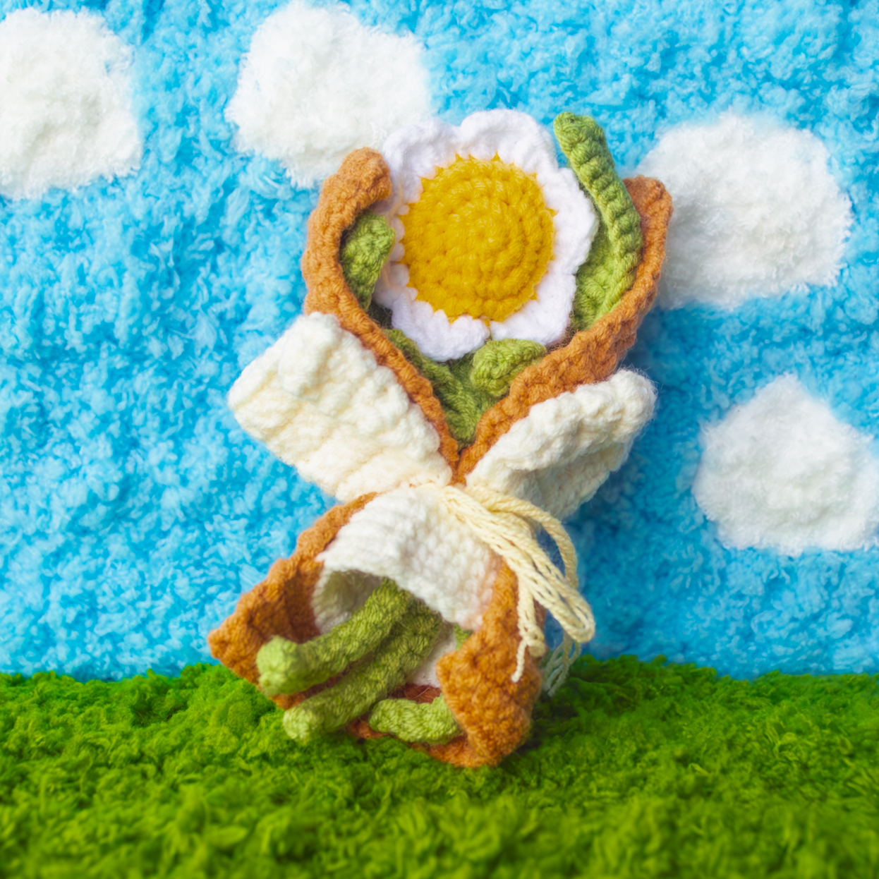 Crochet Pattern: Sunflower Bouquet Fridge Magnet + 4-in-1 Floral Tutorial