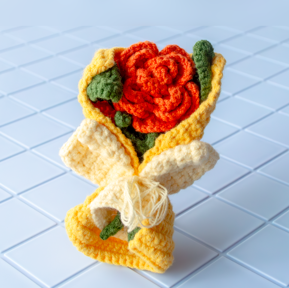 Crochet Pattern: Sunflower Bouquet Fridge Magnet + 4-in-1 Floral Tutorial