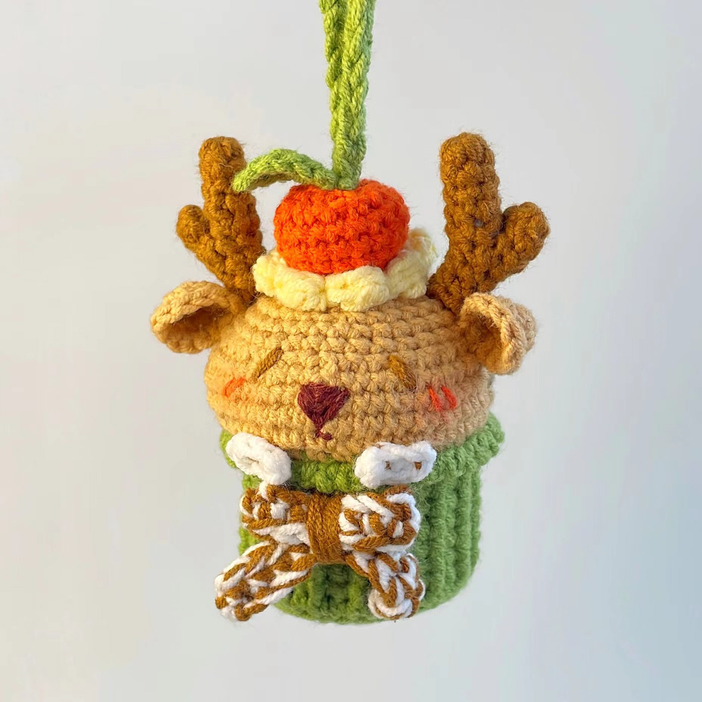 Delightful Handcrafted Crocheted Elk Cake Hanging