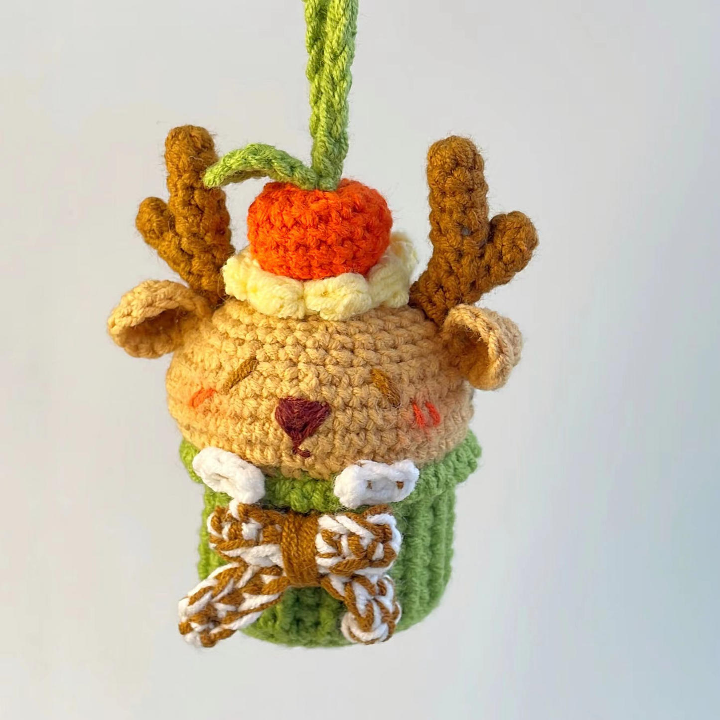 Delightful Handcrafted Crocheted Elk Cake Hanging