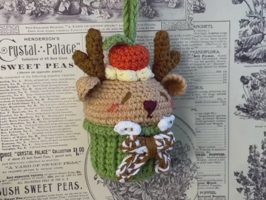 Delightful Handcrafted Crocheted Elk Cake Hanging