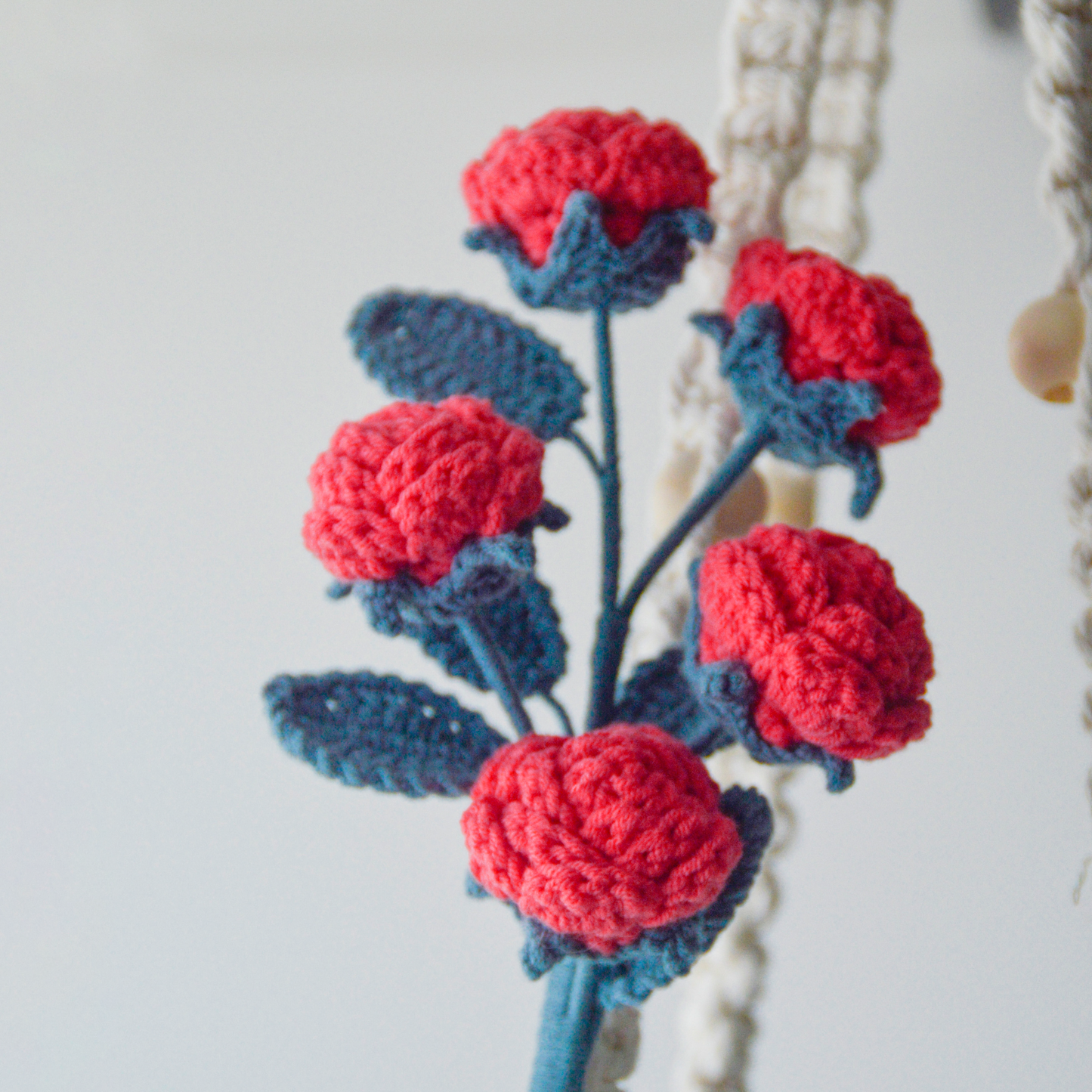 Handmade Crochet Rose Bouquet - Red