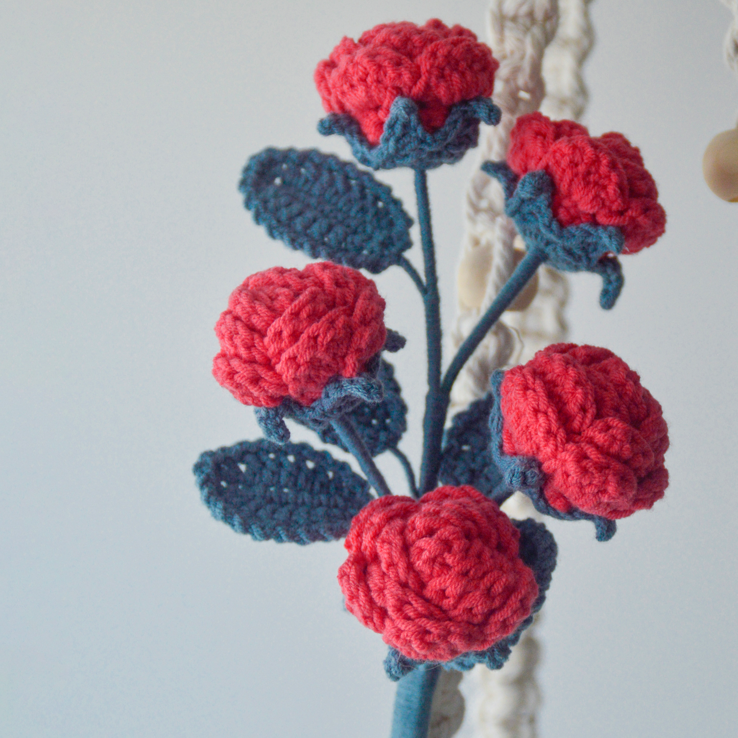 Handmade Crochet Rose Bouquet - Red