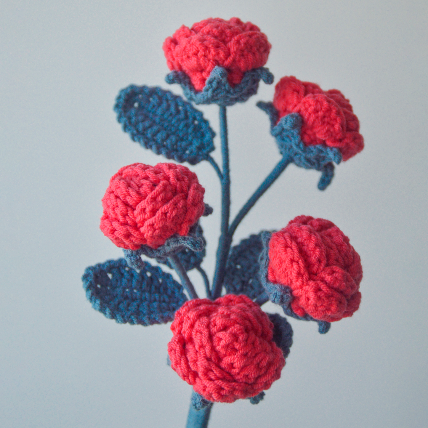 Handmade Crochet Rose Bouquet - Red