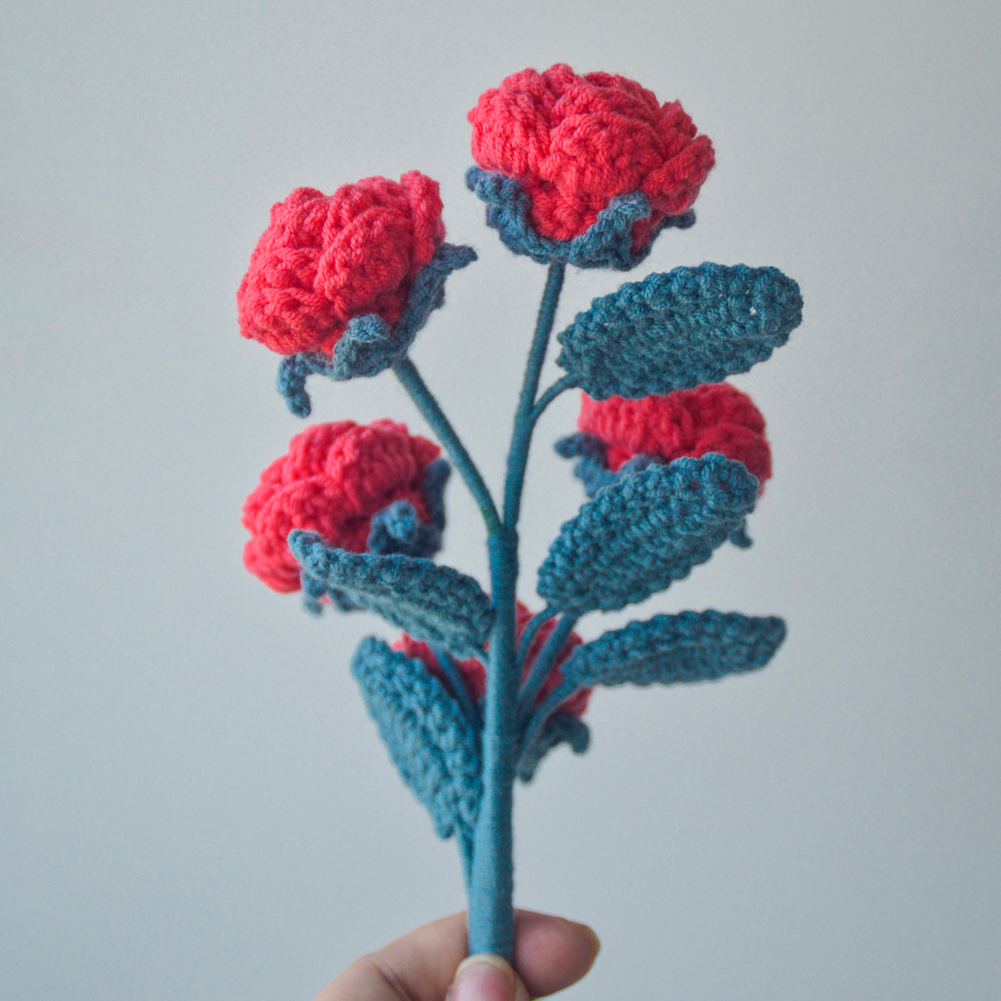 Handmade Crochet Rose Bouquet - Red