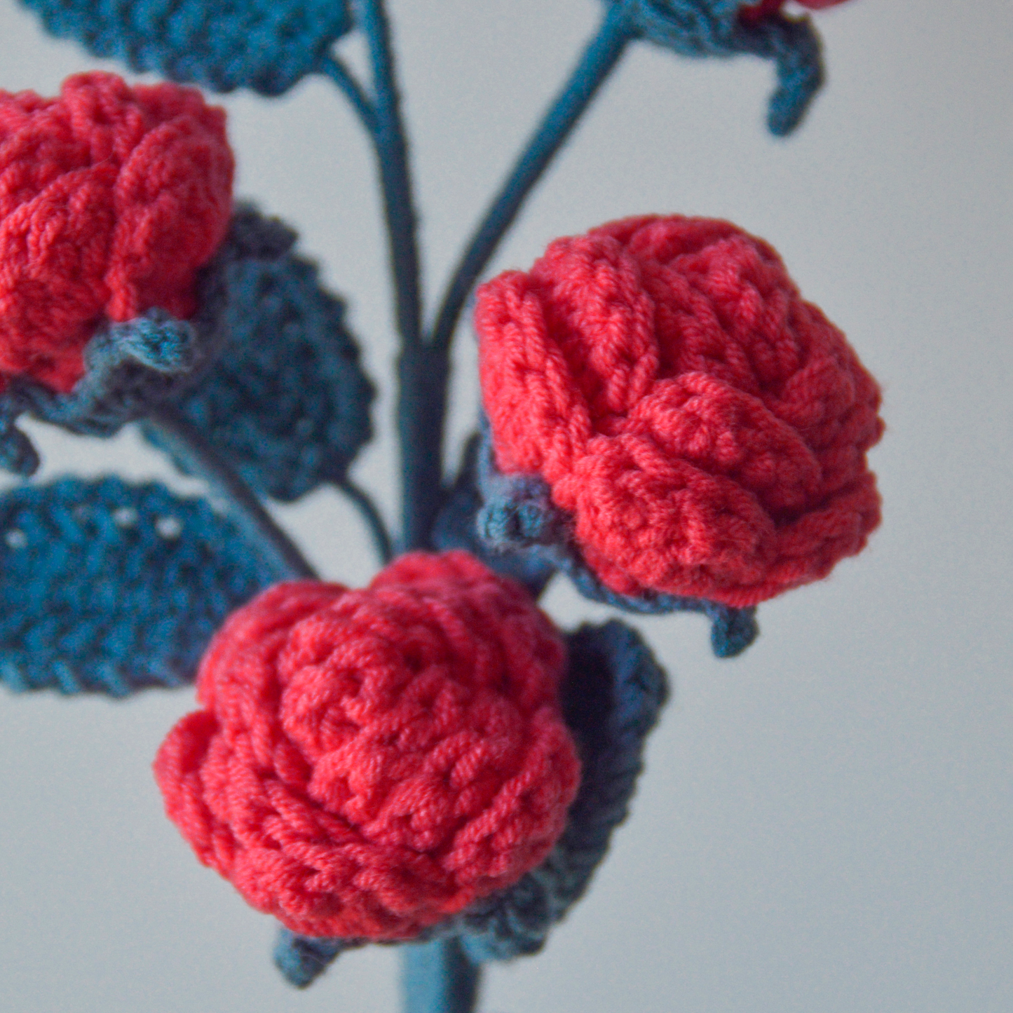 Handmade Crochet Rose Bouquet - Red